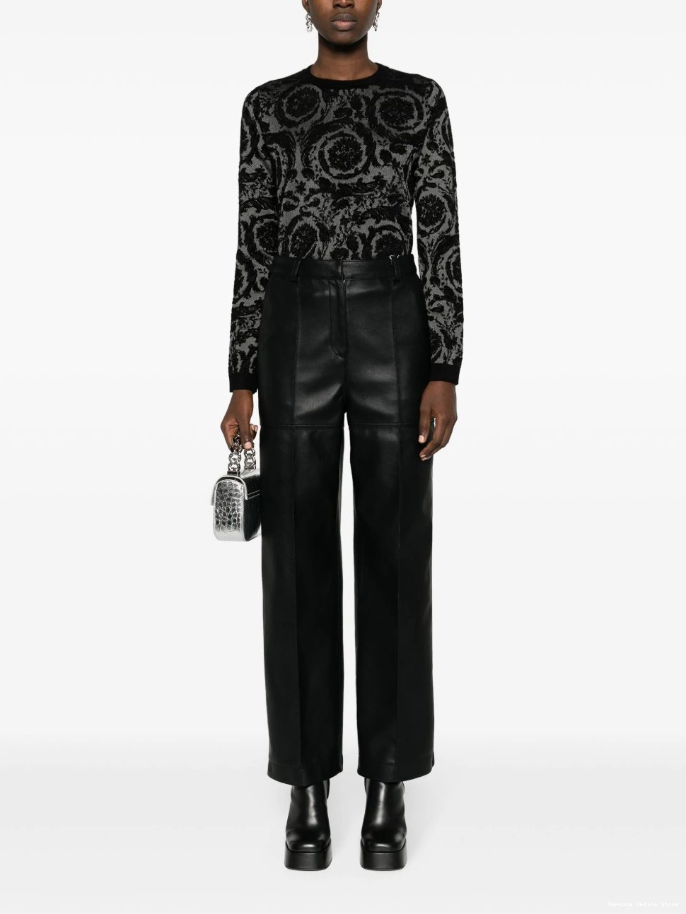 Affordable Women jumper Barocco-jacquard chenille flocked Versace 0722